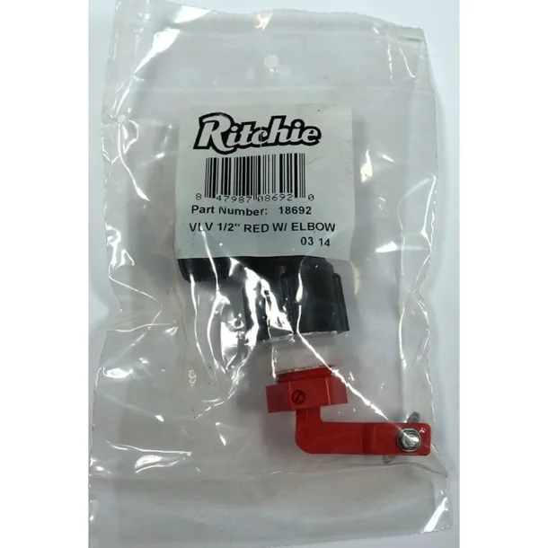 Red 1/2" valve package with elbow