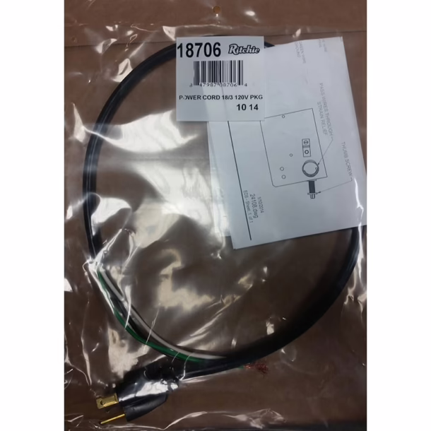 Power cord 18/3 120V Package #18706